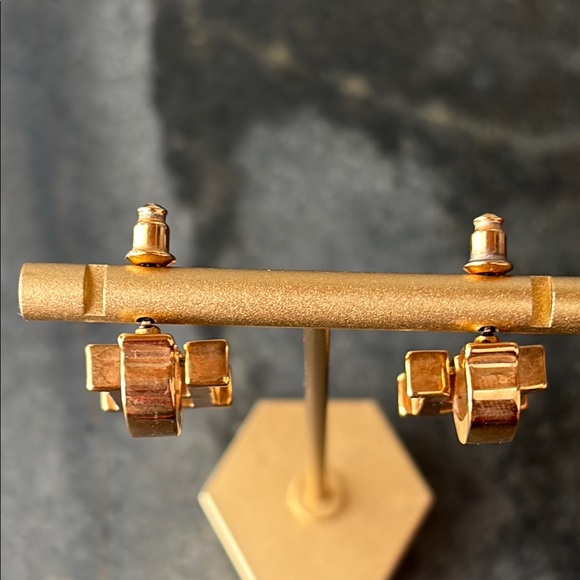 Carolina Herrera Gold tone CH Earrings - Picture 8 of 11